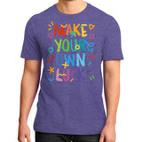 District T-Shirt (on man) Heather purple neveragaintobemade