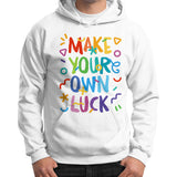 Gildan Hoodie (on man) White neveragaintobemade