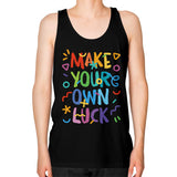 Unisex Fine Jersey Tank (on man) Black neveragaintobemade