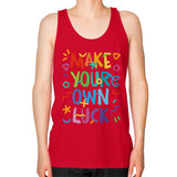 Unisex Fine Jersey Tank (on man) Red neveragaintobemade