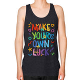 Unisex Fine Jersey Tank (on man) Tri-Blend Black neveragaintobemade