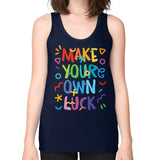 Unisex Fine Jersey Tank (on woman) Navy neveragaintobemade