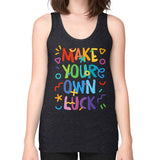 Unisex Fine Jersey Tank (on woman) Tri-Blend Black neveragaintobemade