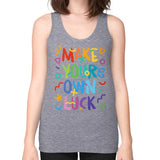 Unisex Fine Jersey Tank (on woman) Tri-Blend Grey neveragaintobemade