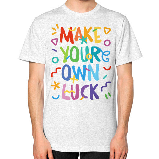 Unisex T-Shirt (on man) Ash grey neveragaintobemade