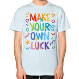 Unisex T-Shirt (on man) Light blue neveragaintobemade