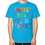 Unisex T-Shirt (on man) Teal neveragaintobemade