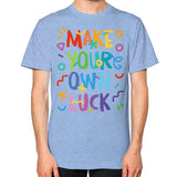 Unisex T-Shirt (on man) Tri-Blend Blue neveragaintobemade