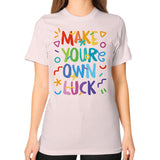 Unisex T-Shirt (on woman) Light pink neveragaintobemade