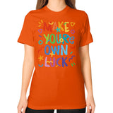 Unisex T-Shirt (on woman) Orange neveragaintobemade