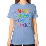 Unisex T-Shirt (on woman) Tri-Blend Blue neveragaintobemade