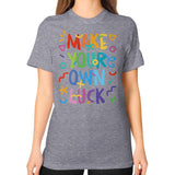 Unisex T-Shirt (on woman) Tri-Blend Grey neveragaintobemade