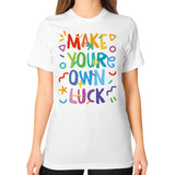 Unisex T-Shirt (on woman) White neveragaintobemade