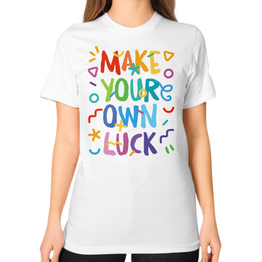 Unisex T-Shirt (on woman) White neveragaintobemade