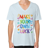 V-Neck (on man) Light blue neveragaintobemade