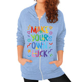 Zip Hoodie (on woman) Tri-Blend Blue neveragaintobemade