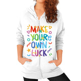 Zip Hoodie (on woman) White neveragaintobemade